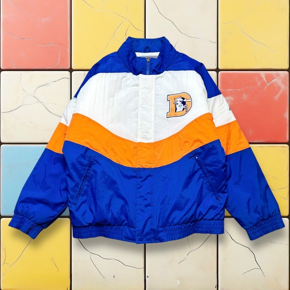 Vintage Denver Broncos Jacket 90S Men L Blue Orange APEX ONE Pro Line NFL Logo - Picture 2 of 16